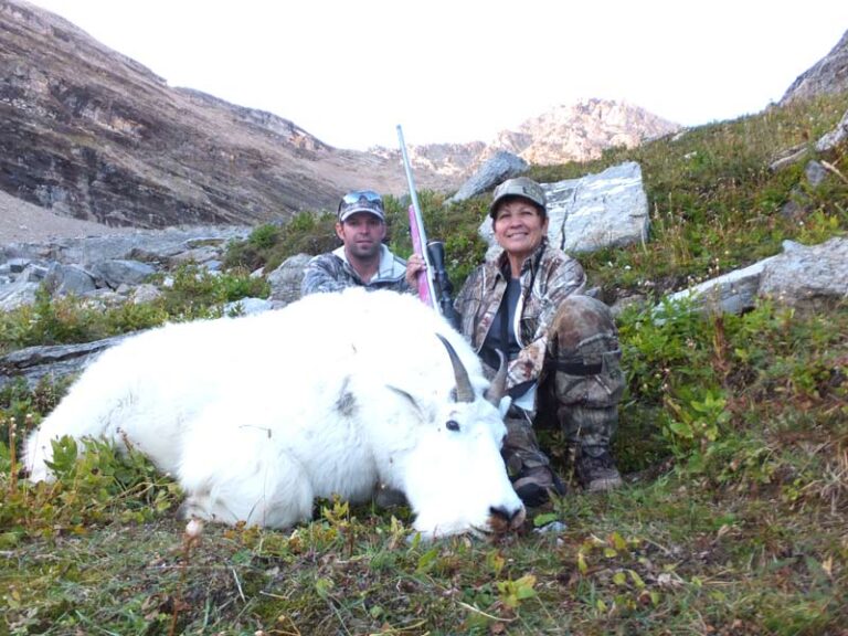 Lady-hunter-with-mountain-goat