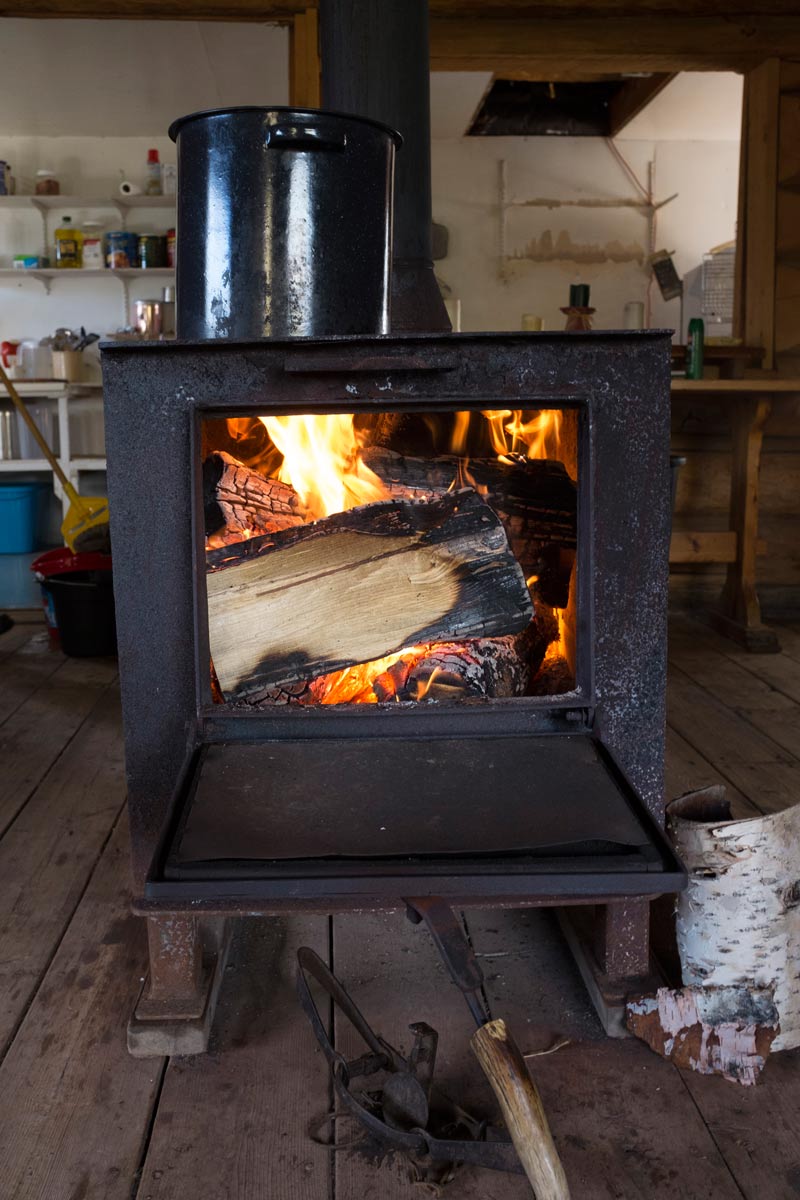 wood stove in hunting cabin Total Outdoor Adventures